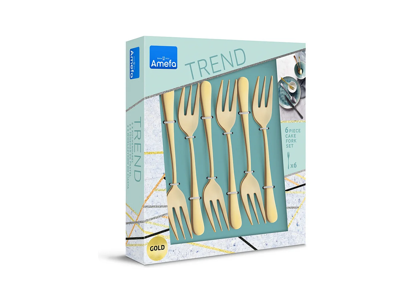 Austin - Service à gâteaux 6 pièces Doré mat