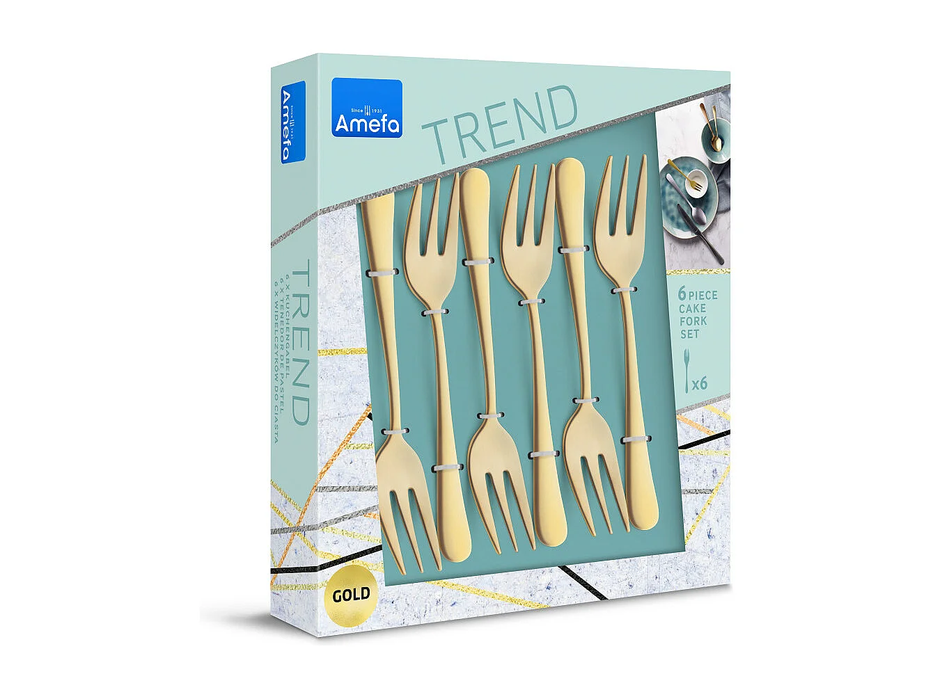 Austin - Service à gâteaux 6 pièces Doré mat