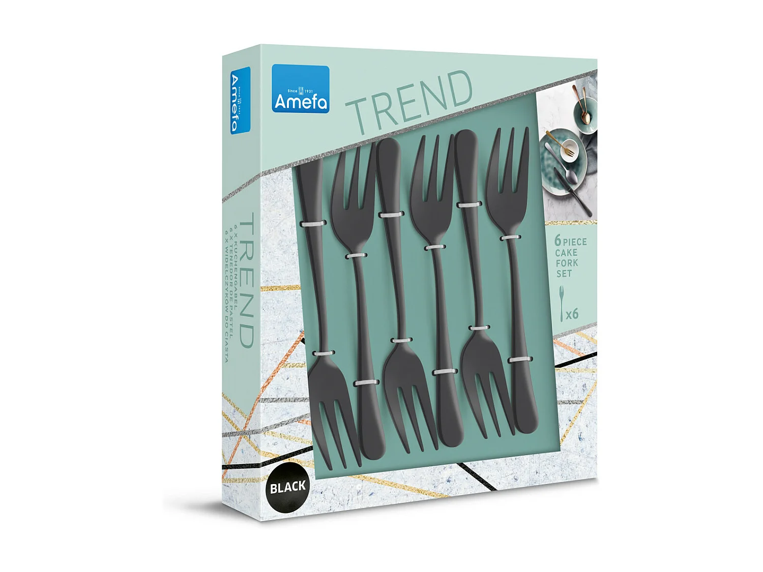 Austin - Service à gâteaux 6 pièces Noir mat