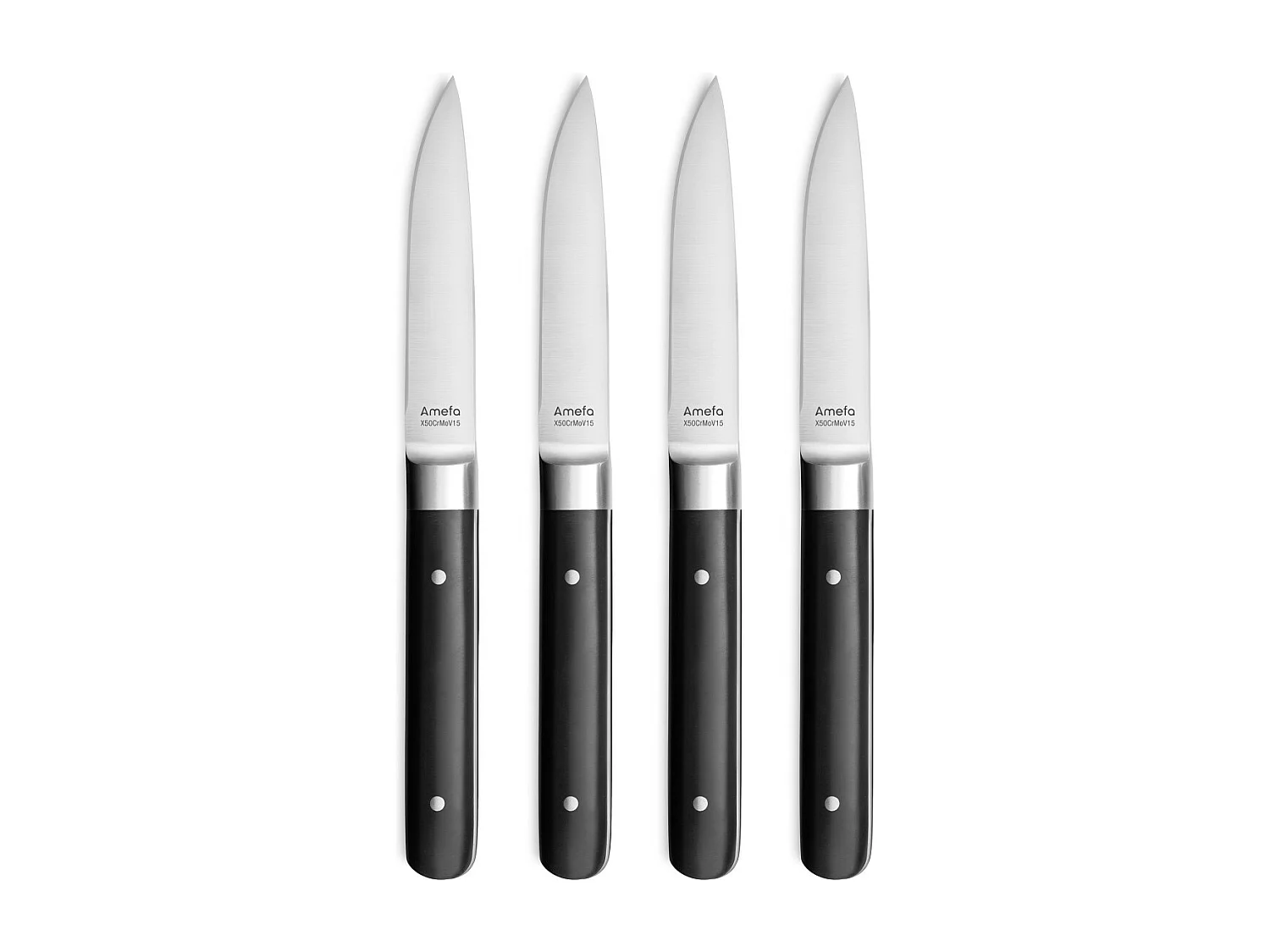 Set 4 Steakmesser Fusion Noir - Glattes Klinge und Griff aus ABS - 22 cm