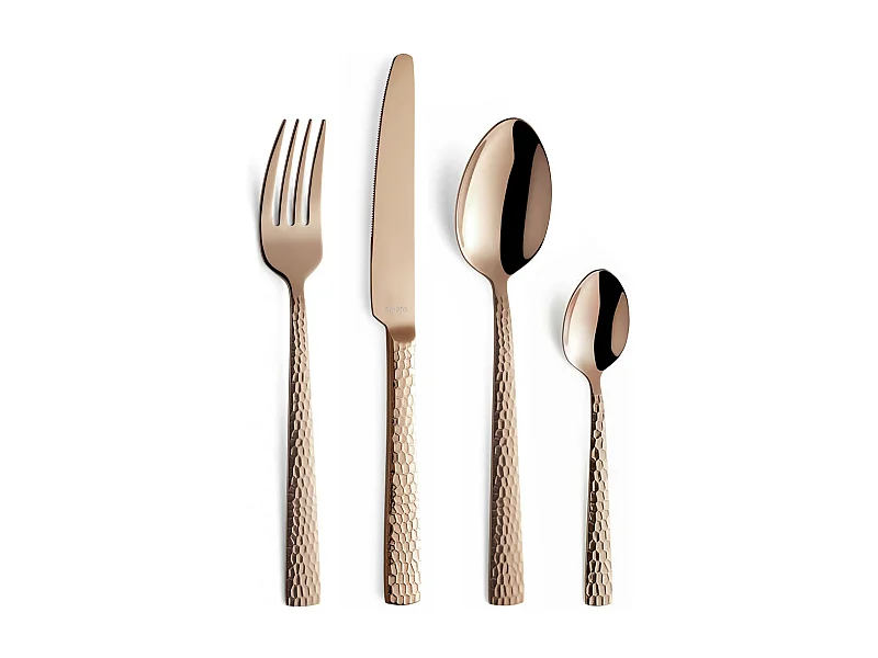 24-teiliges Besteckset Felicity Champagne rosé aus gehämmertem Edelstahl