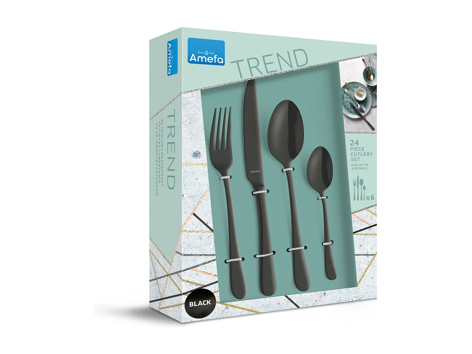 Besteckset 24-teilig Austin Noir Mat aus Edelstahl mit PVD-Finish