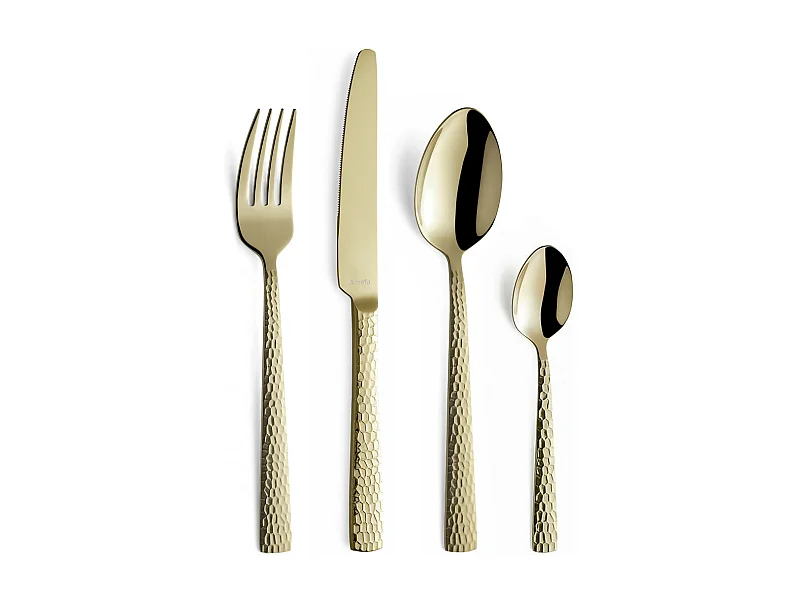 Posate 24 pezzi Felicity Champagne opaco - Acciaio inossidabile martellato - Scatola regalo inclusa