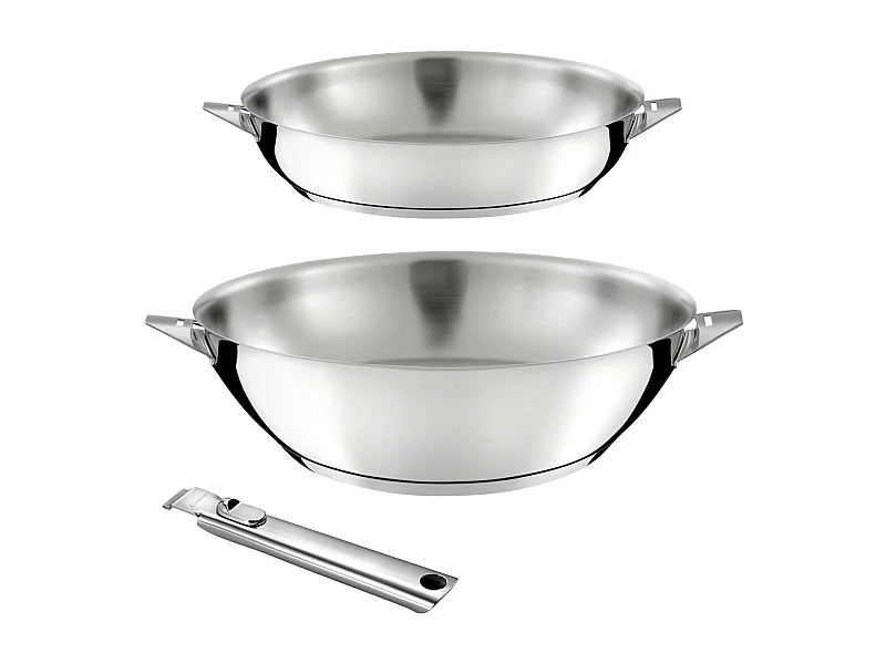 Eclipse - Lot 3 pièces - Wok 28 cm, poêle 24 cm et poignée amovible