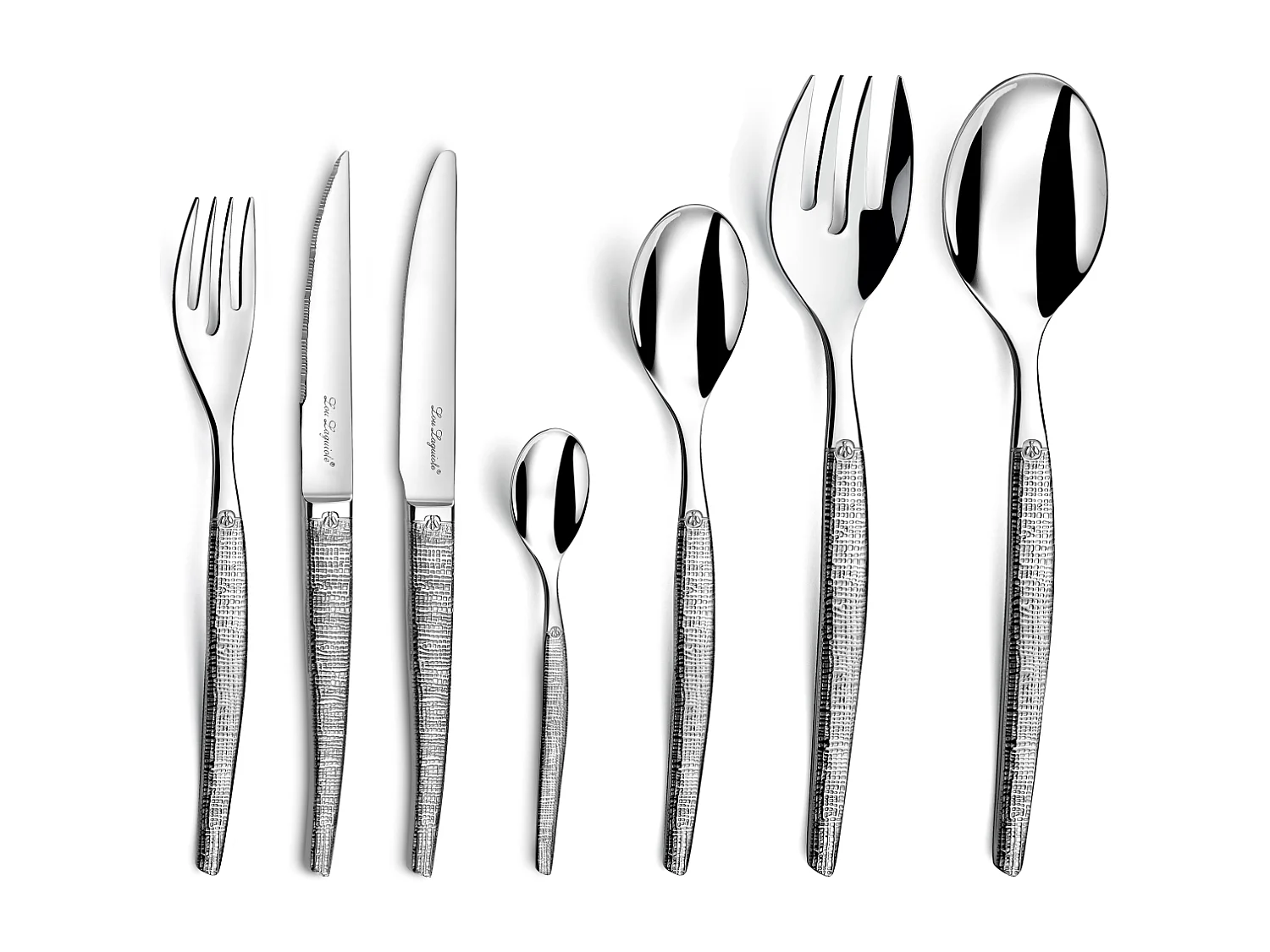 Besteck Laguiole Jet Styl 62-teilig aus Glänzendem Edelstahl