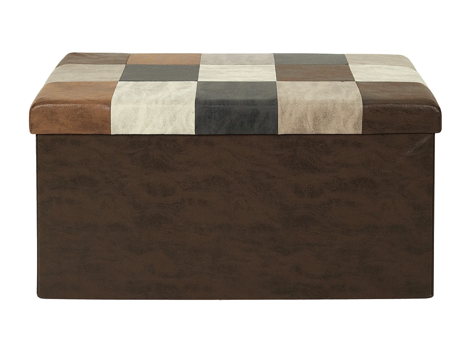 Coffre Banc Pliable Patchwork Pu Marron