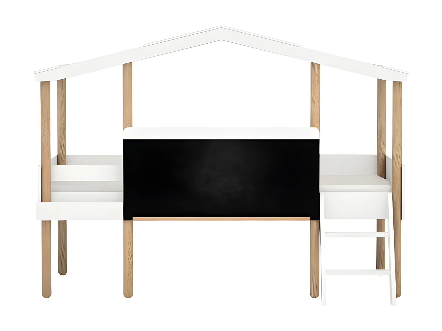 Cama cabaña con pizarra MDF blanco 90x200cm