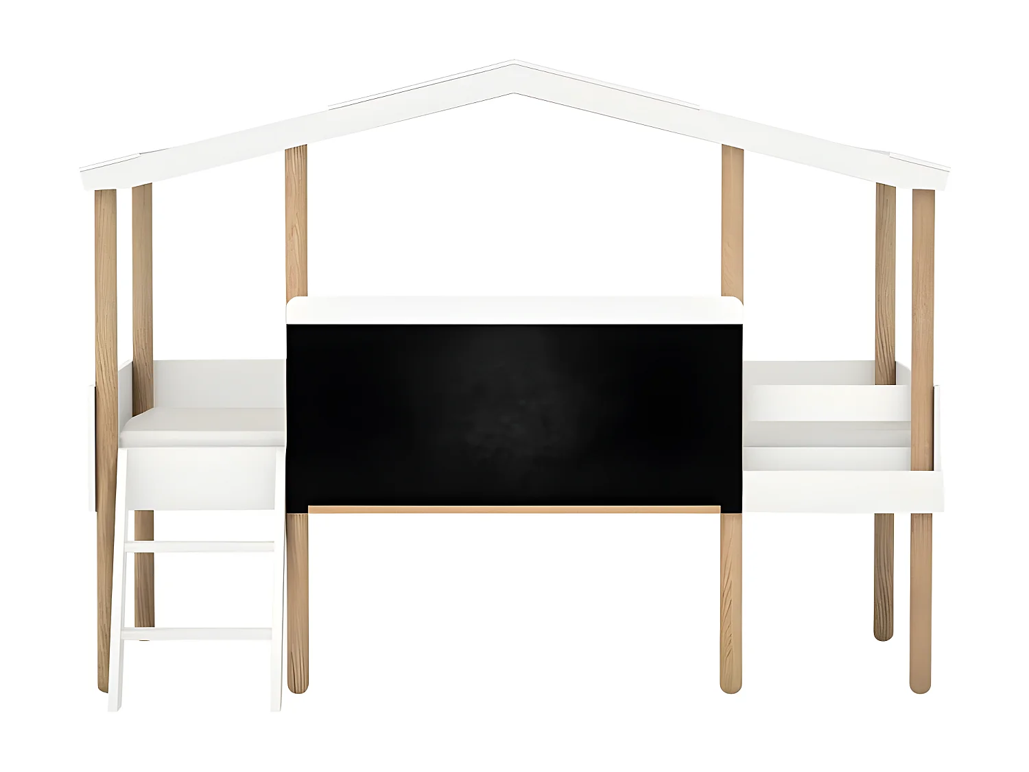 Cama cabaña con pizarra MDF blanco 90x200cm