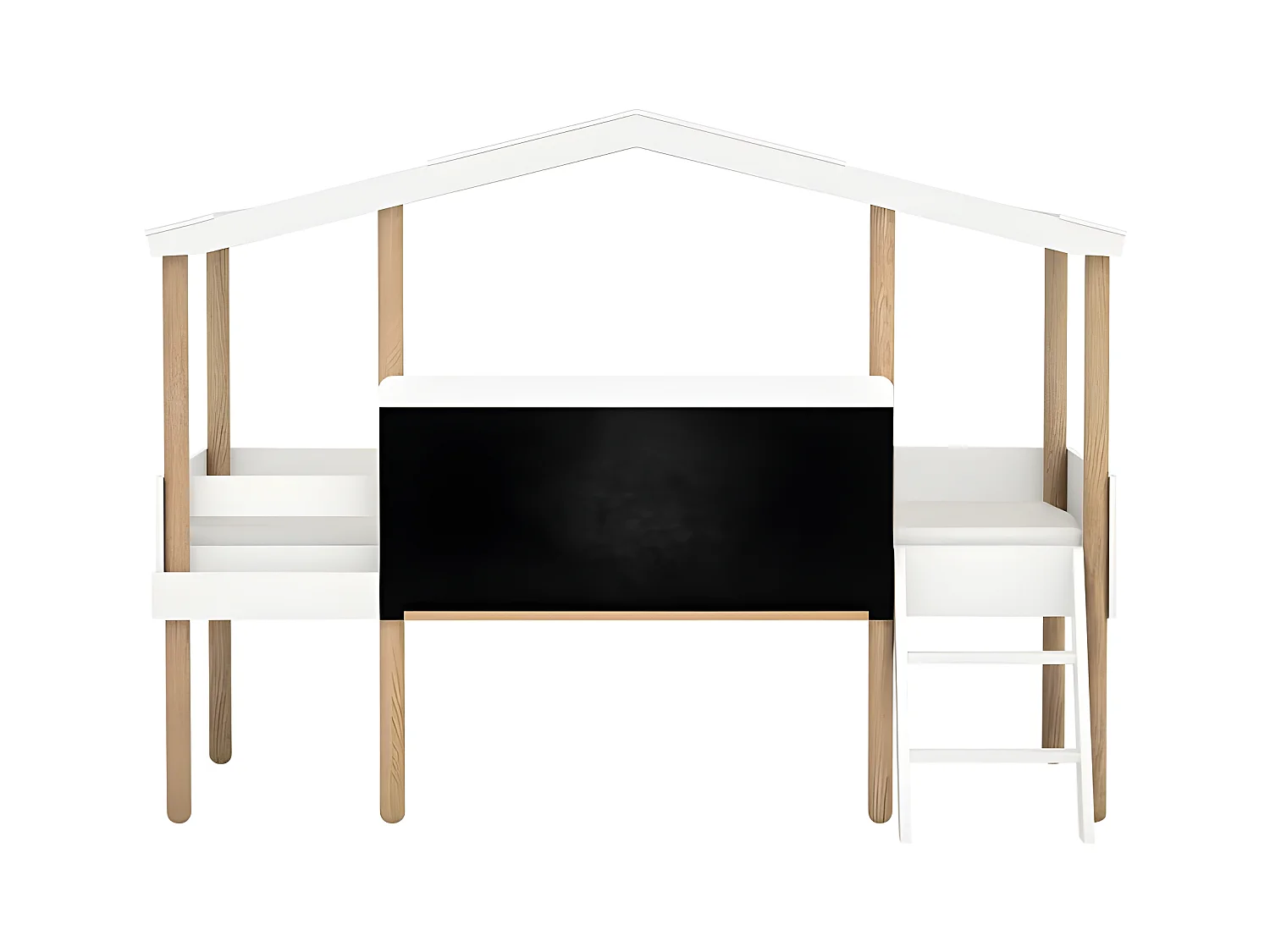 Lit cabane avec ardoise MDF blanc 90x200cm