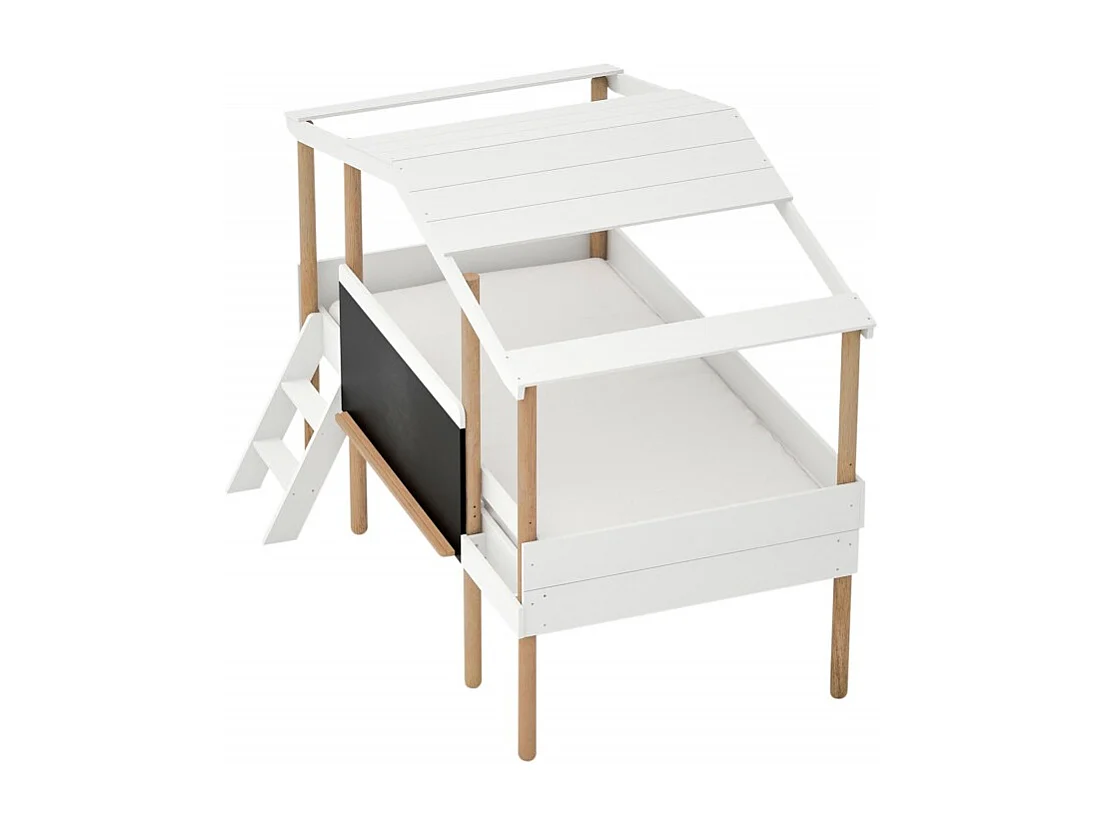 Letto casetta con lavagna MDF bianco 90x200cm