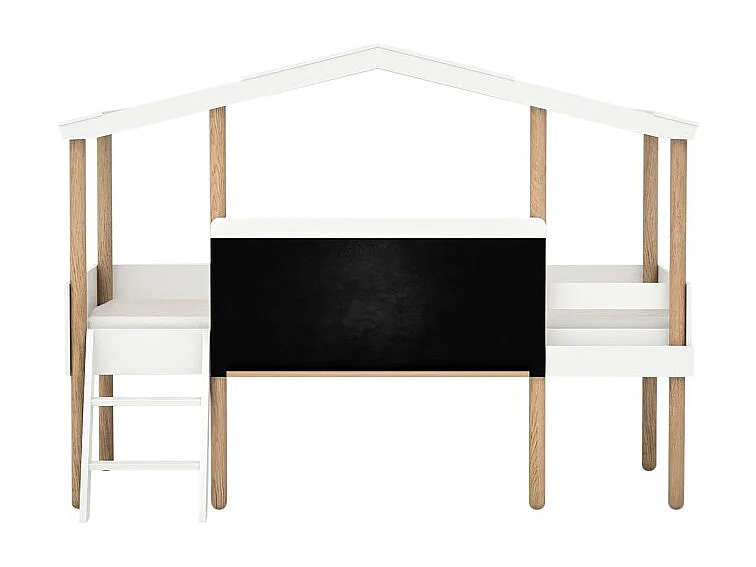 Letto casetta con lavagna MDF bianco 90x200cm