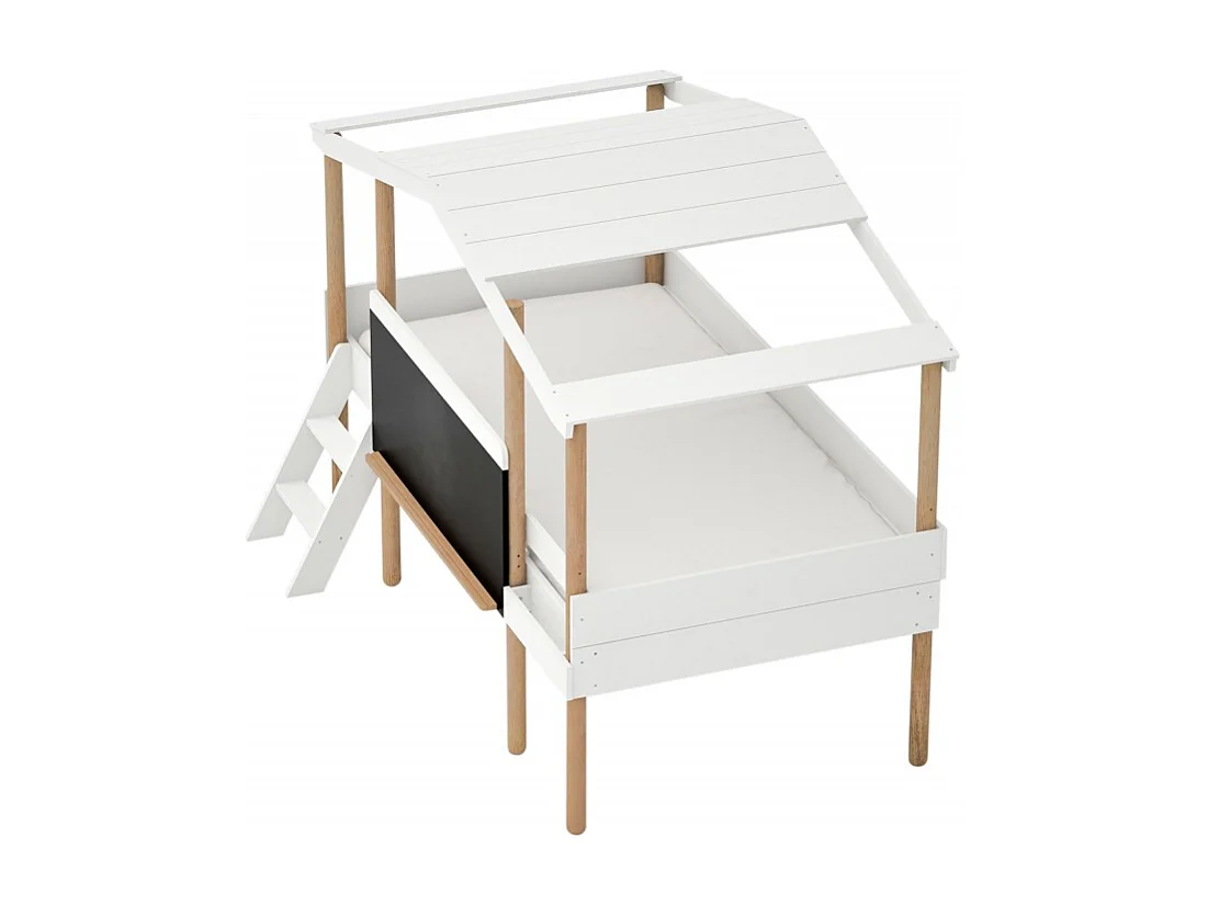 Letto casetta con lavagna MDF bianco 90x200cm