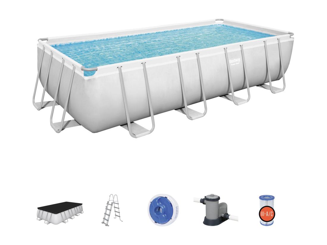 vente unique Piscine Hors-sol Tubulaire Bestway Power Steel 549x274x122 cm Épurateur à Cartouche de 5 678 L/H Bâche et Échelle