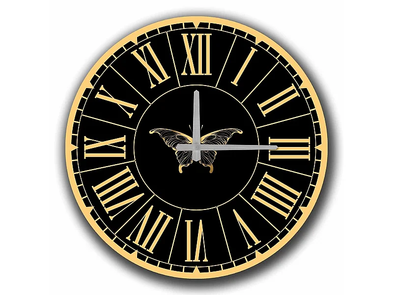 Horloge décorative MDF or et blanc