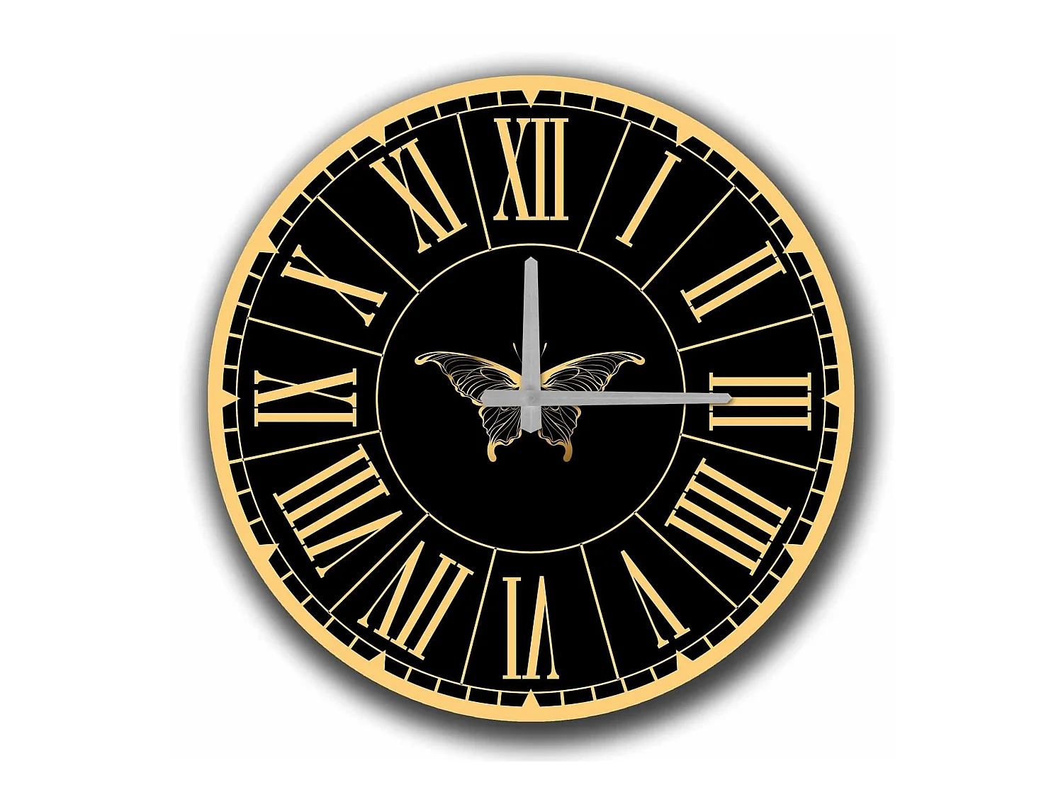 Horloge décorative MDF or et blanc