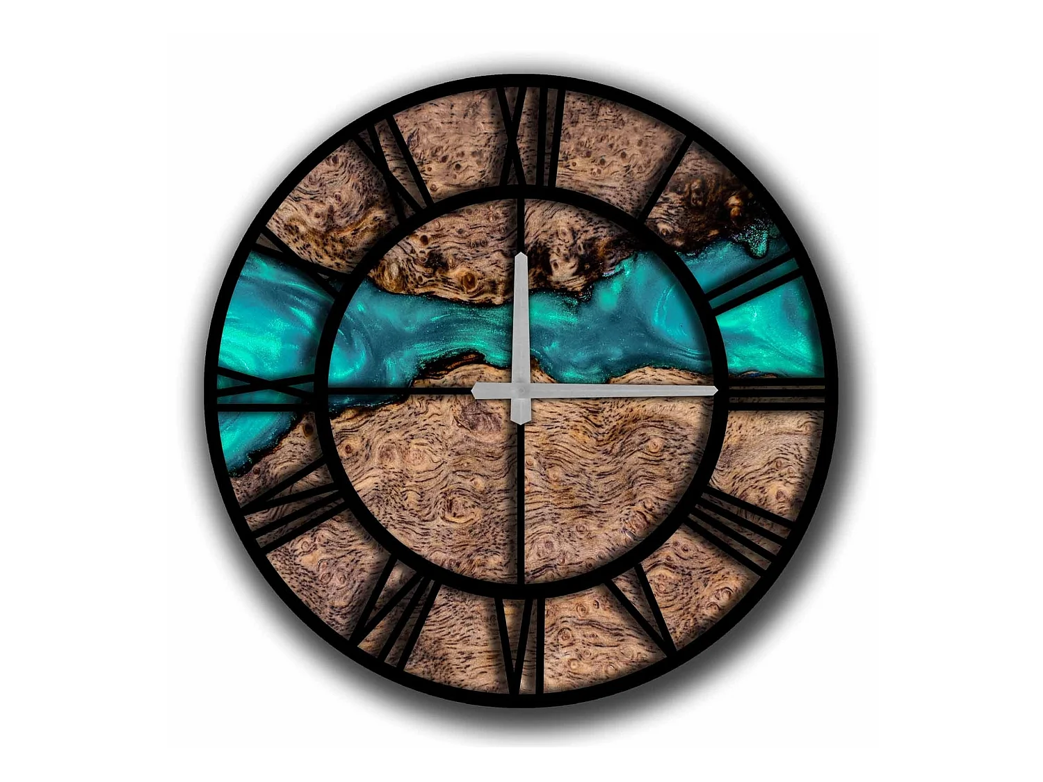 Horloge décorative MDF bleu et ocre