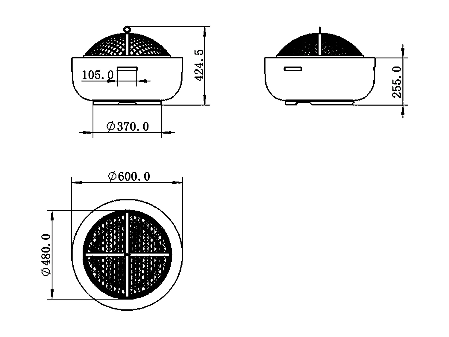 Brasero grill en MGO  -  L60.5 x l60.5 x H42.5 cm - GARMONA