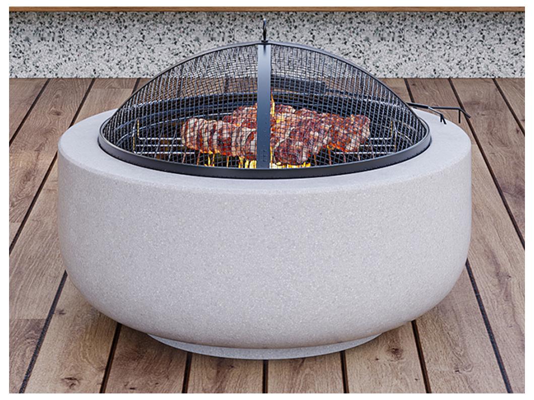 Palenisko z grillem MGO - szer. 60,5 x dł. 60,5 x wys. 42,5 cm - GARMONA