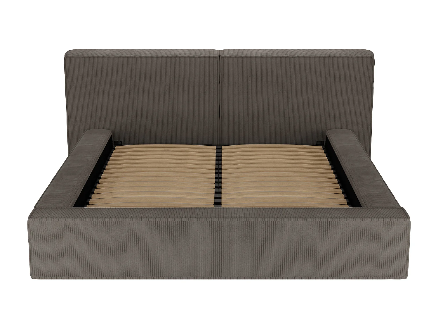 Lit coffre 140 x 190 cm - Velours côtelé - Taupe - TIMANO de Pascal Morabito