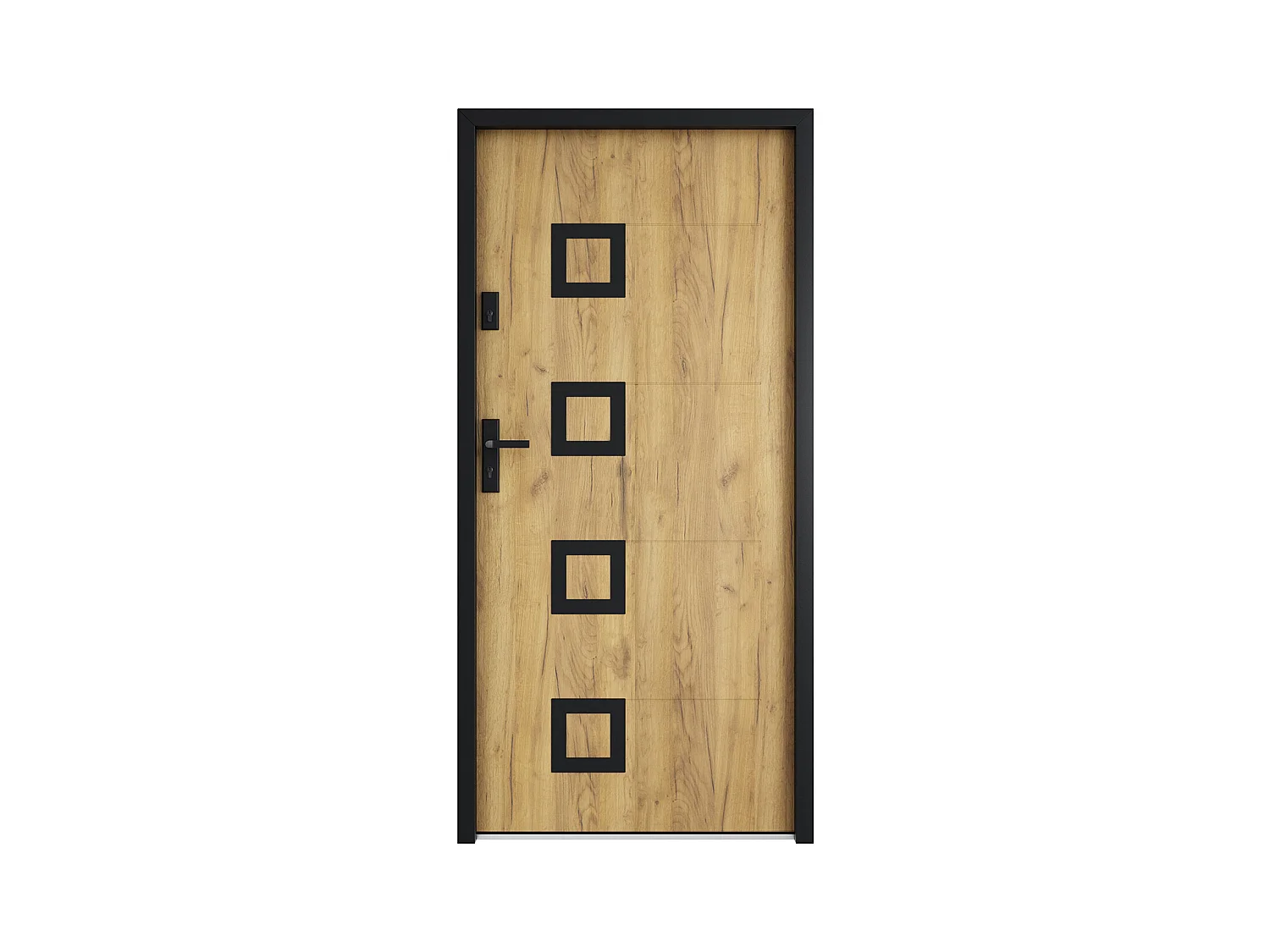 Porta de entrada em aço inox A207xL100 cm efeito carvalho, abertura para a direita - TIFANA
