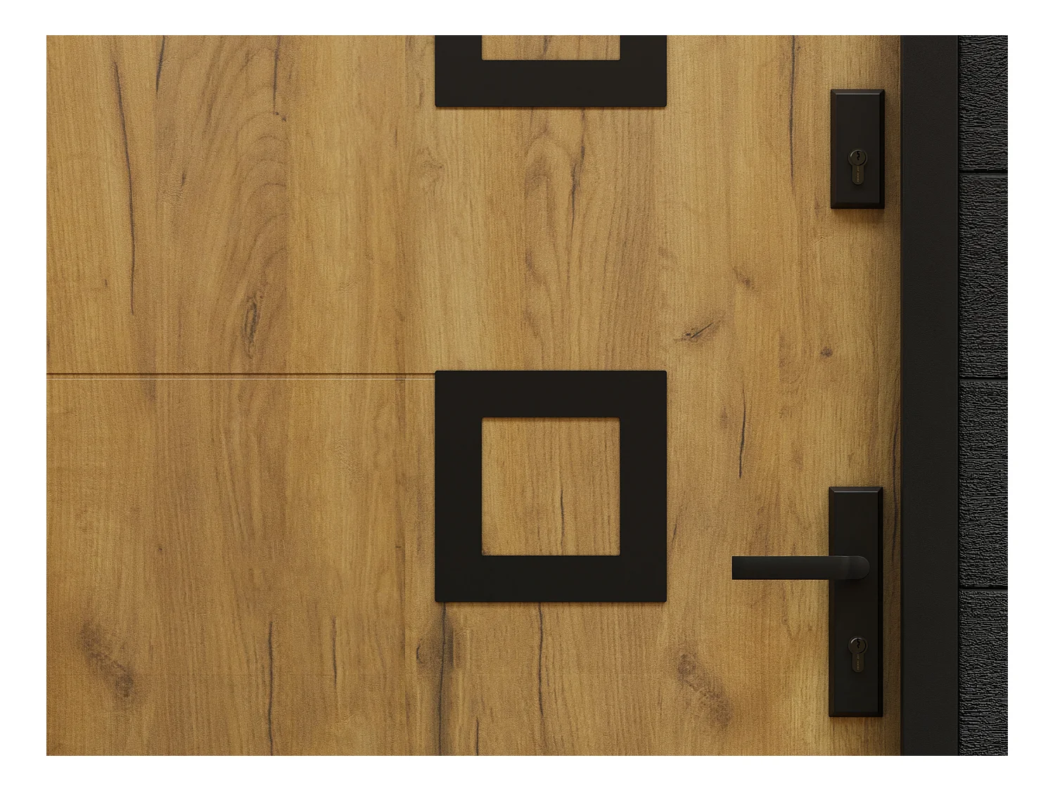 Porte d'entrée en acier avec inox L207 x L100 cm effet chêne - poussant gauche - TIFANA