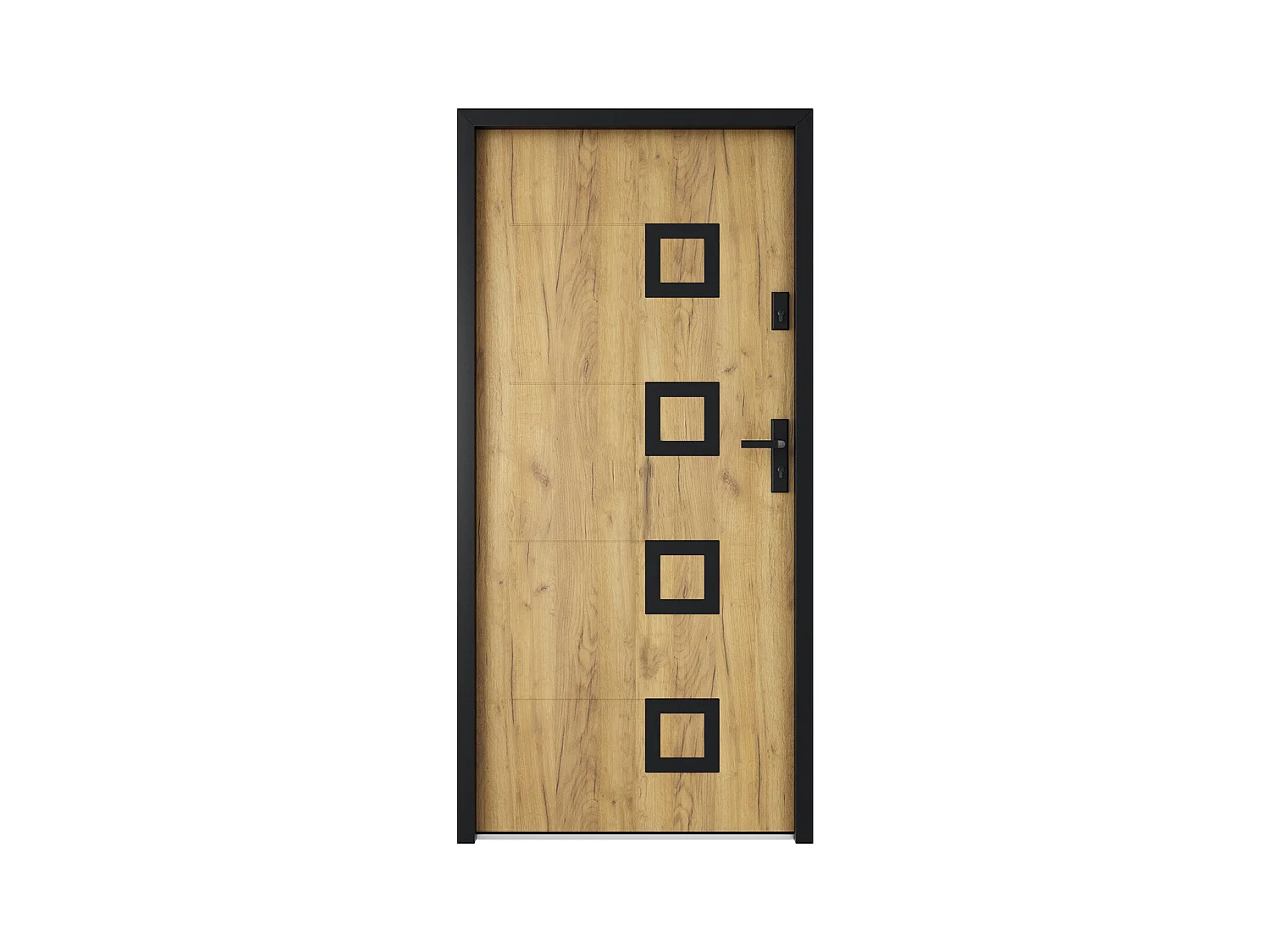 Porte d'entrée en acier avec inox L207 x L100 cm effet chêne - poussant gauche - TIFANA