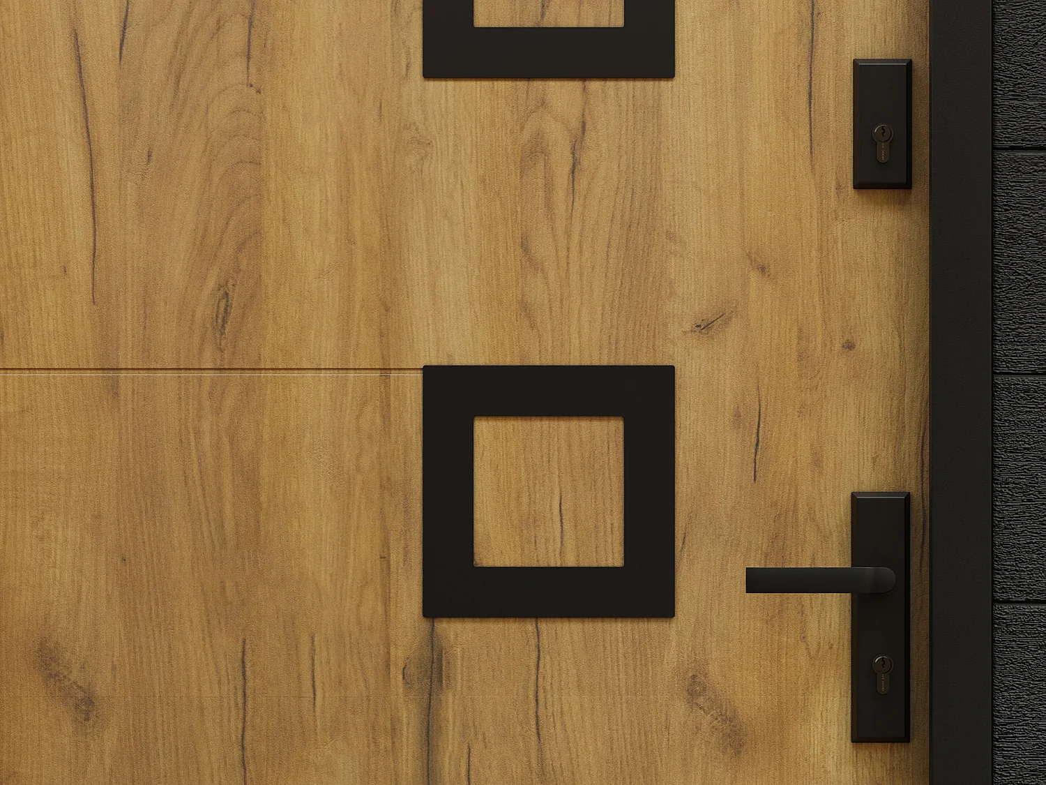 Ståldør med rustfritt stål L207 x L100 cm med eikeeffekt - venstre skyvedør - TIFANA