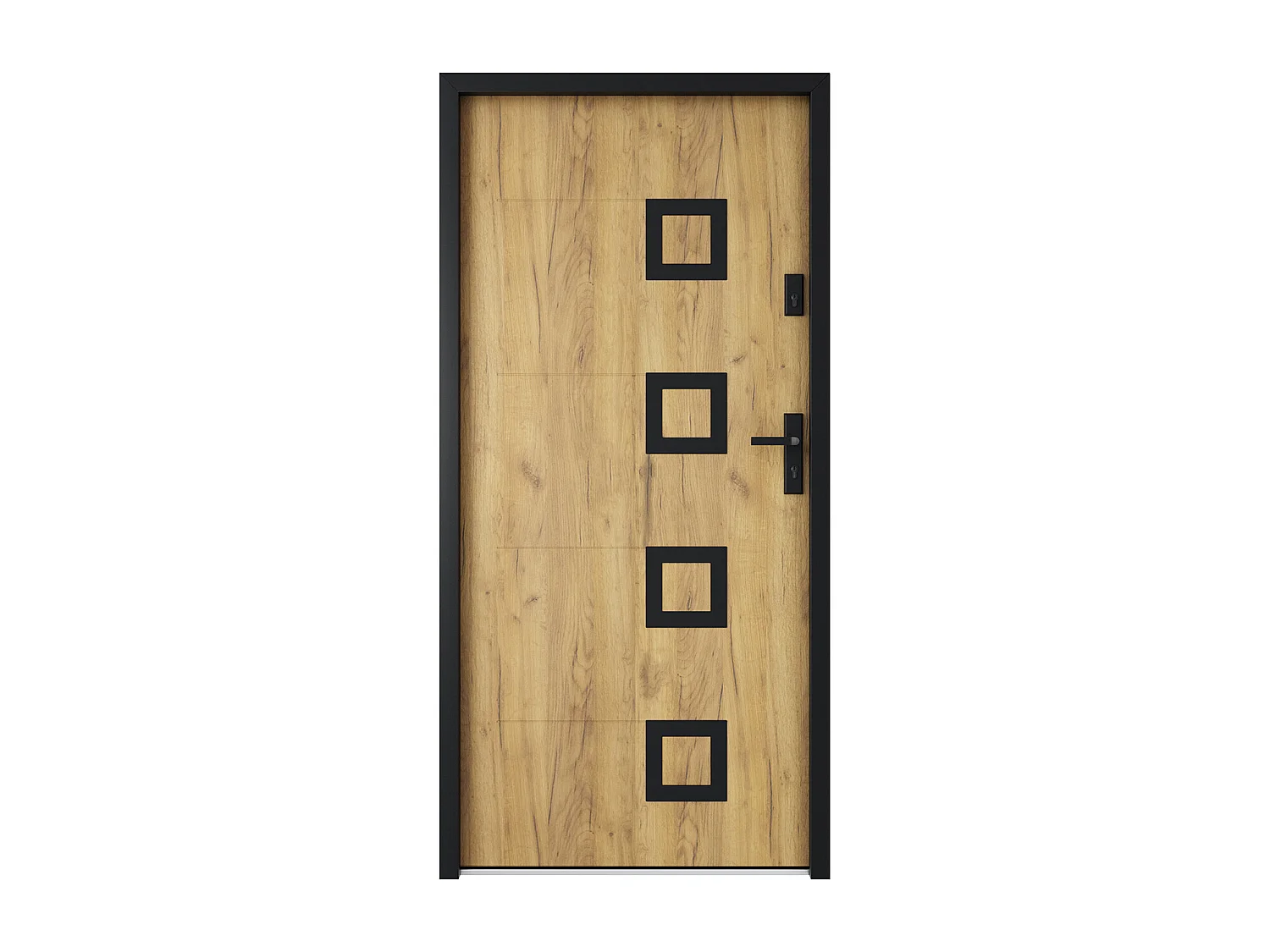 Ståldør med rustfritt stål L207 x L100 cm med eikeeffekt - venstre skyvedør - TIFANA