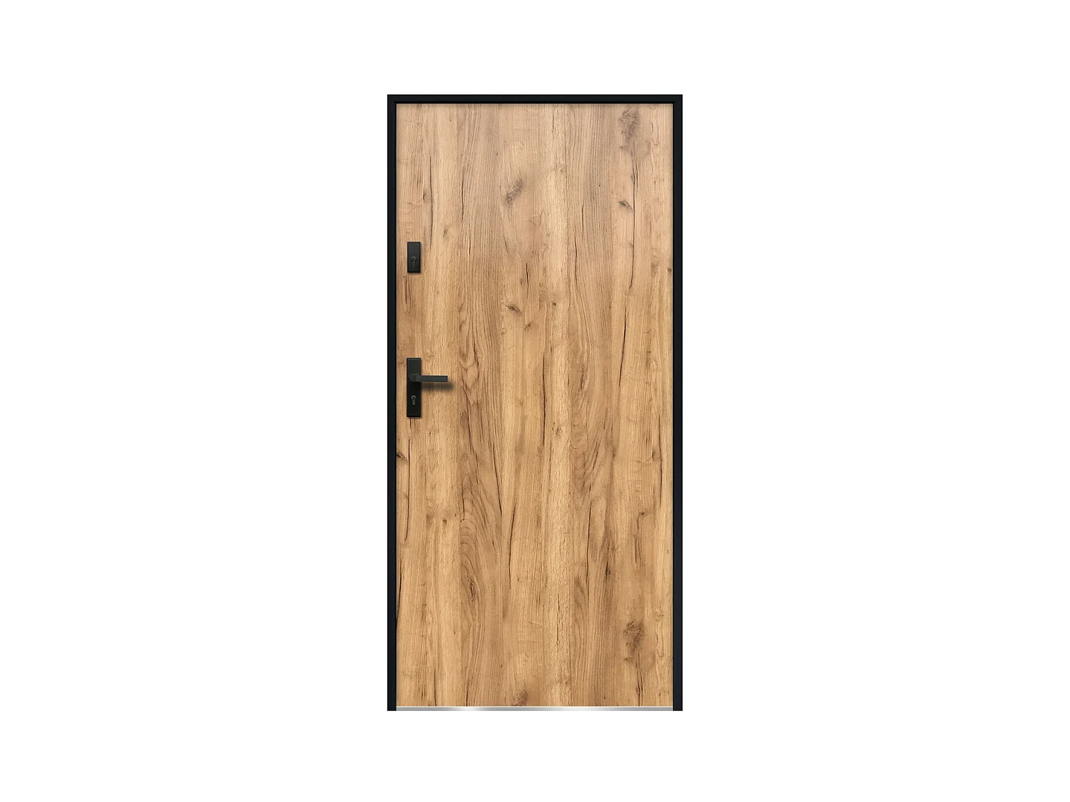 Porte d'entrée en acier pleine H207 x L100 cm effet chêne - poussant droit - AGUEDA