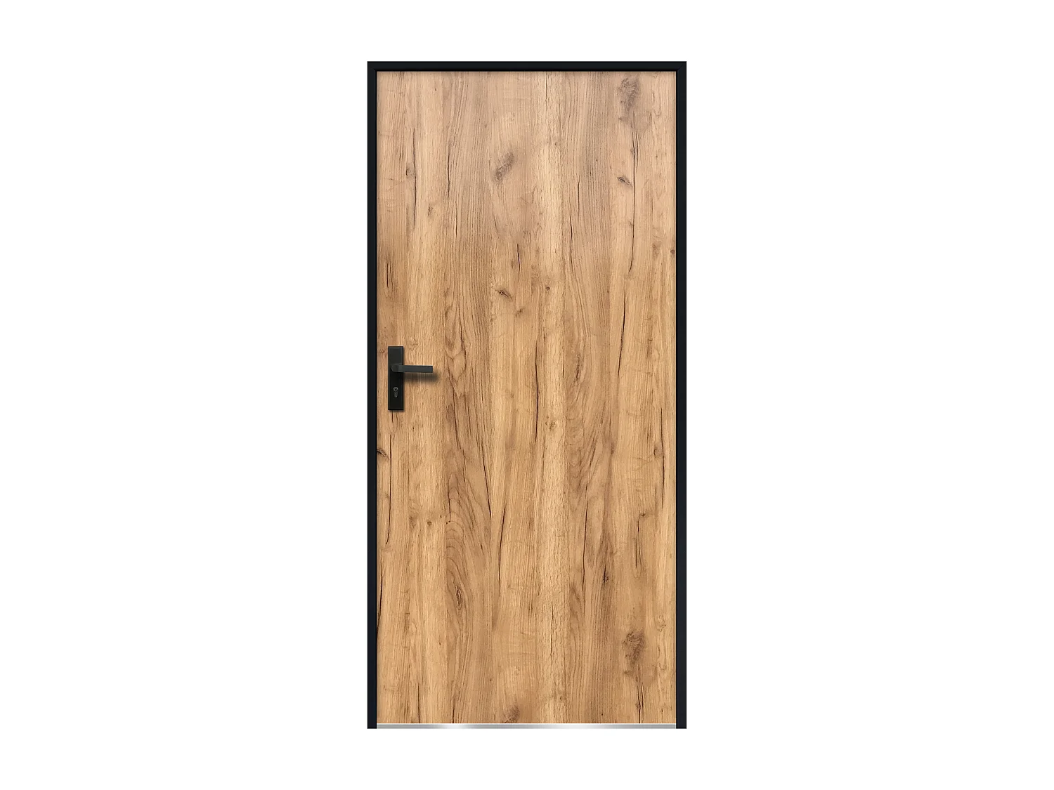 Porte d'entrée en acier pleine H207 x L100 cm effet chêne - épaisseur 55 mm - poussant droit - AGUEDA