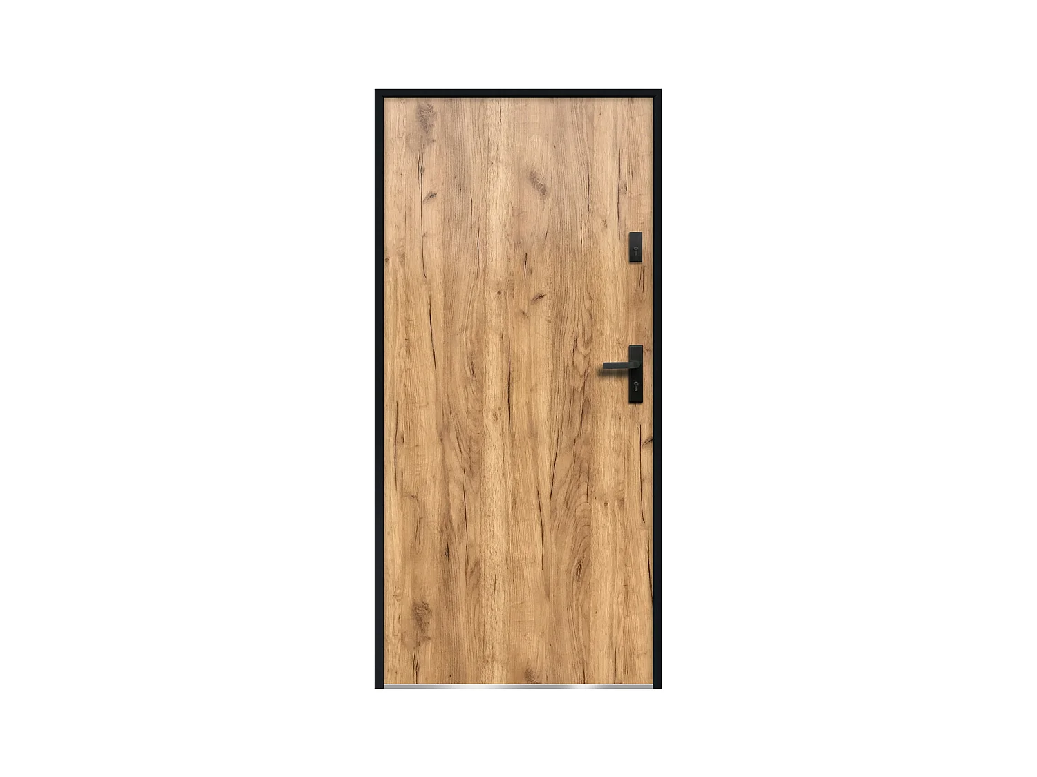 Eingangstür mit Türanschlag links - 207 x 100 cm - Stahl - Eichefarben - AGUEDA