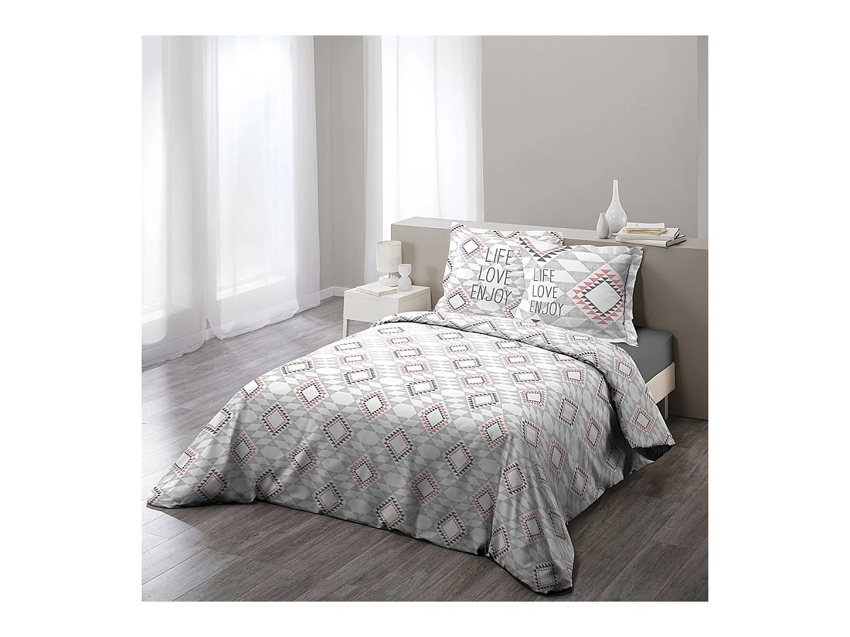 Parure housse de couette 240 x 220 cm folio rose