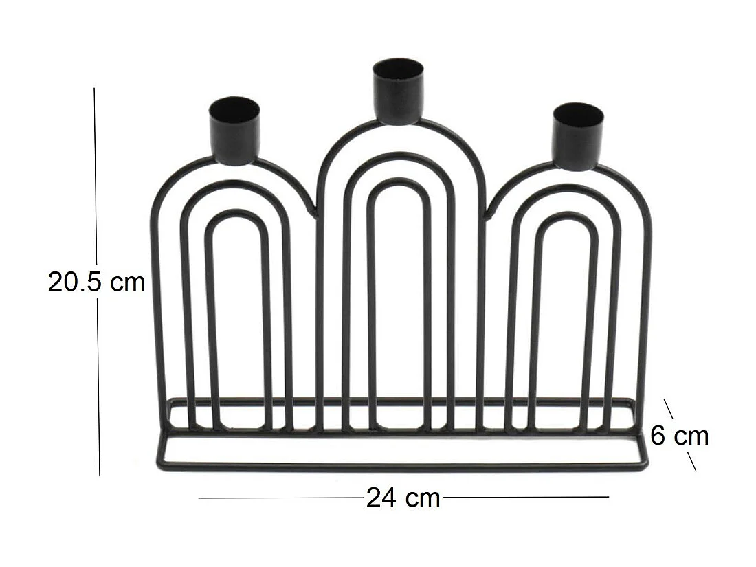 Bougeoir 3 bougies en fer Abstract