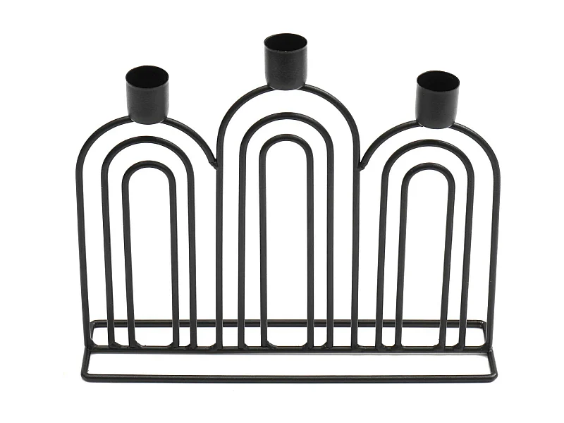 Bougeoir 3 bougies en fer Abstract