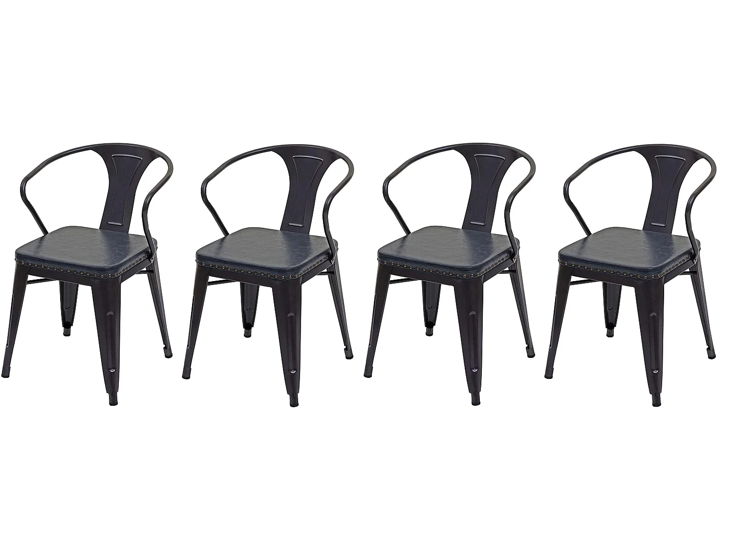 4x chaises de salle à manger cuisine en synthétique et métal style industrielle gris noir CDS04552