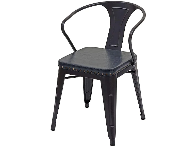 4x chaises de salle à manger cuisine en synthétique et métal style industrielle gris noir CDS04552