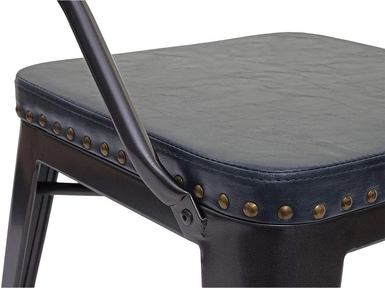 4x chaises de salle à manger cuisine en synthétique et métal style industrielle gris noir CDS04552