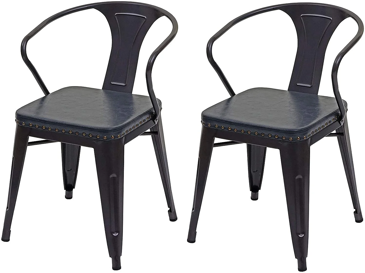 2x chaises de salle à manger cuisine en synthétique et métal style industrielle gris noir CDS04452