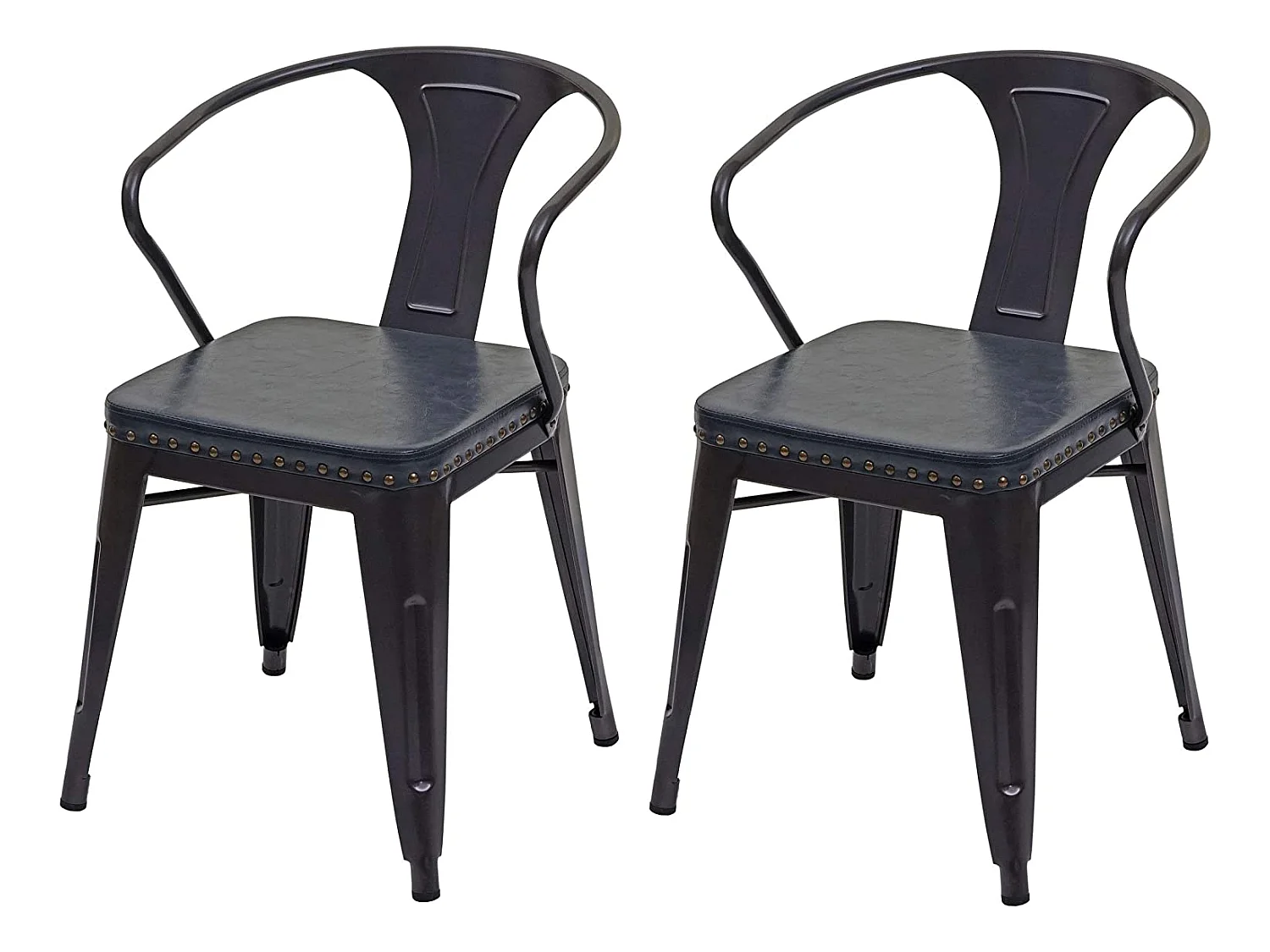 2x chaises de salle à manger cuisine en synthétique et métal style industrielle gris noir CDS04452