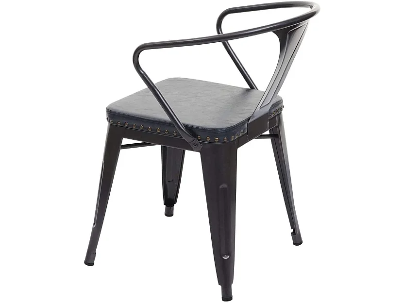 2x chaises de salle à manger cuisine en synthétique et métal style industrielle gris noir CDS04452