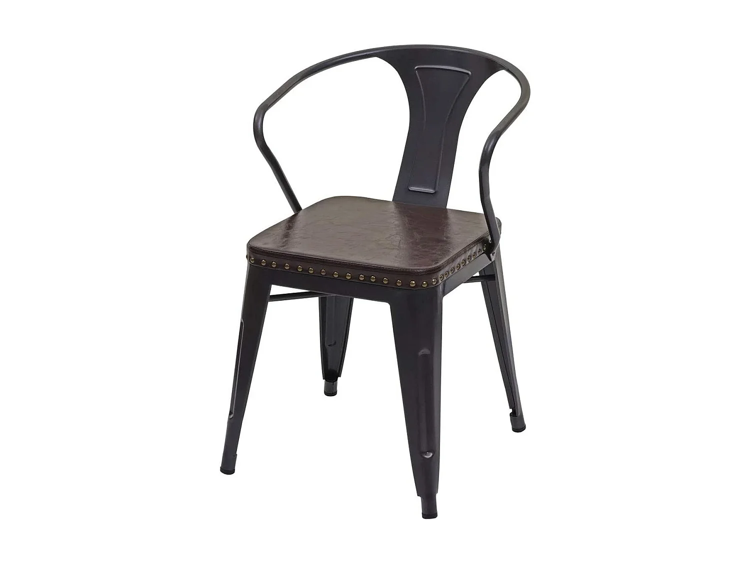 2x chaises de salle à manger cuisine en synthétique et métal style industrielle marron noir CDS04451