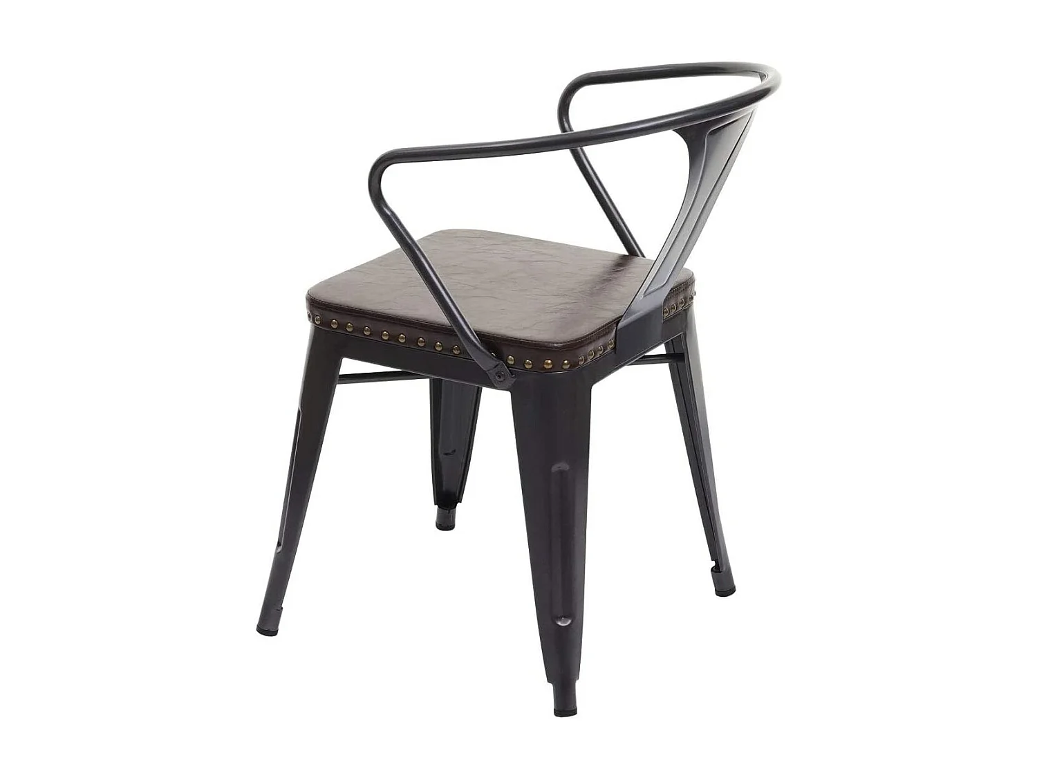2x chaises de salle à manger cuisine en synthétique et métal style industrielle marron noir CDS04451
