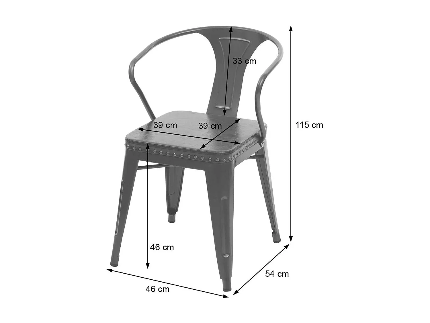 2x chaises de salle à manger cuisine en synthétique et métal style industrielle marron noir CDS04451