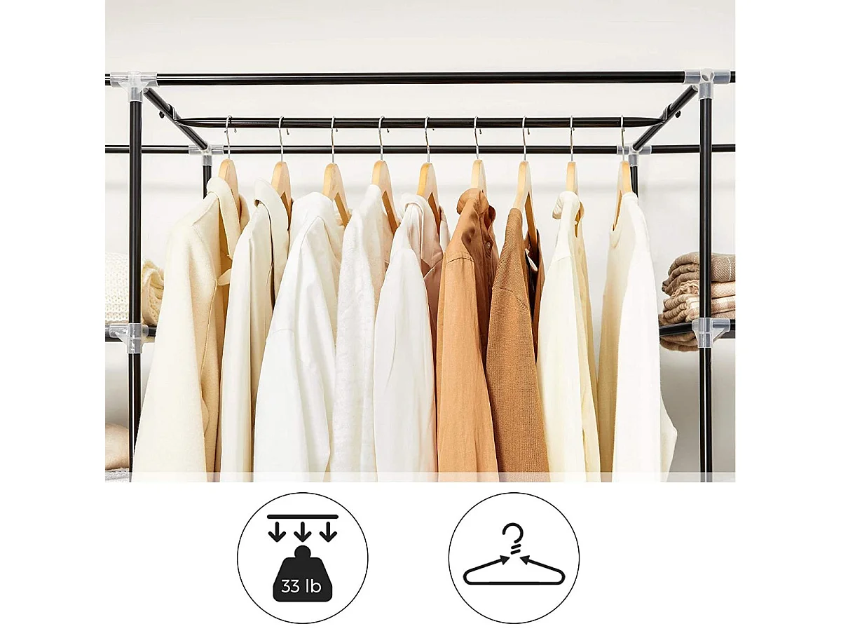 Szafa materiałowa z 12 półkami i miejscem na wieszaki - L150 cm