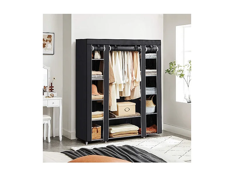 Kledingkast van Stof met 12 Niveaus en Kledingstang - L150 cm