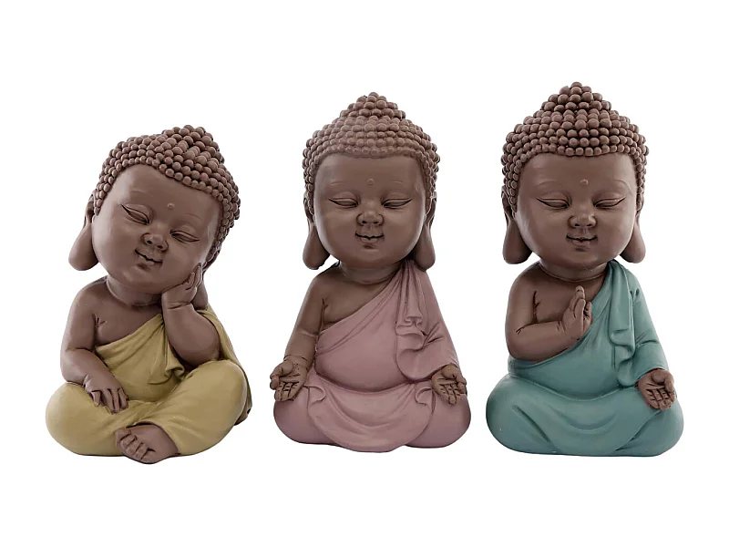 Bouddha enfant assis en résine (Lot de 3)