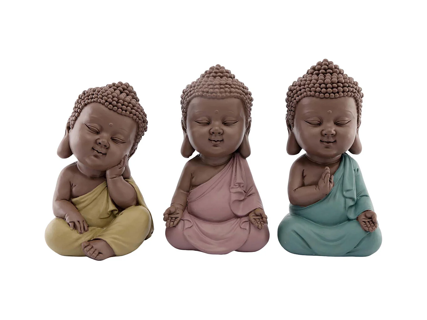 Bouddha enfant assis en résine (Lot de 3)