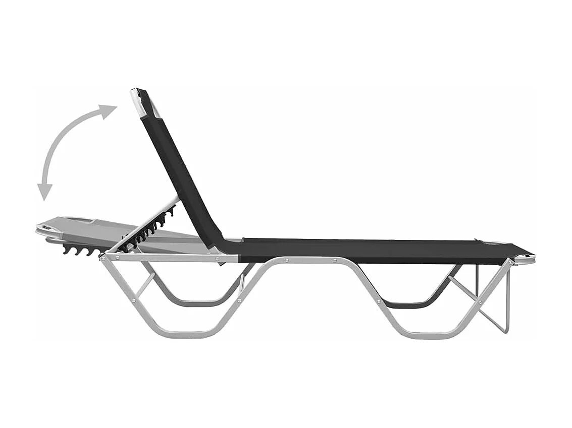 Transat chaise longue bain aluminium noire 190 x 59 x 30 cm 02_0012254