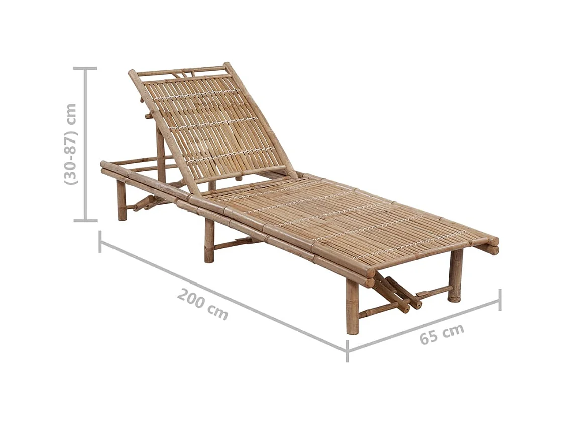 Transat chaise longue bain bambou marron 200 x 65 x 30 cm 02_0012291