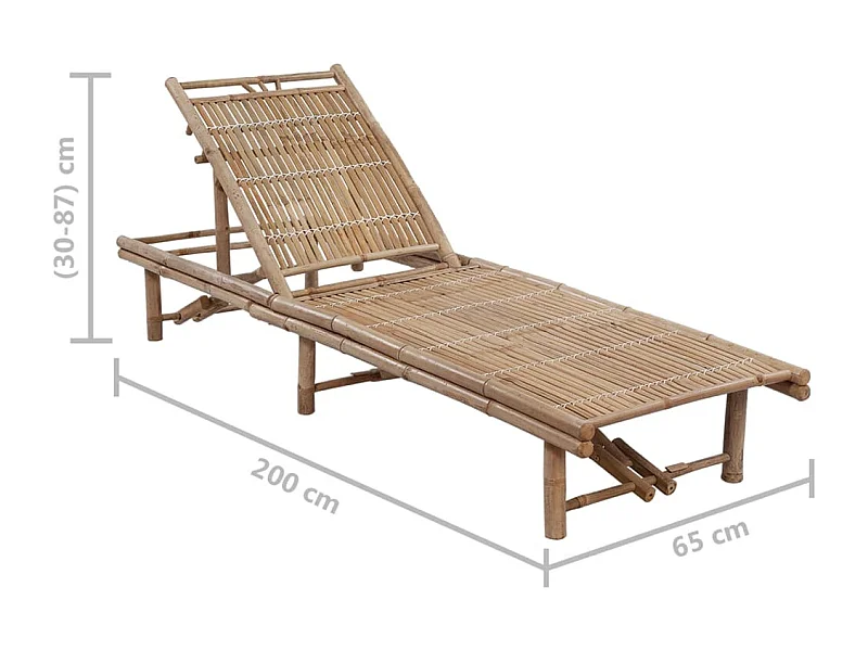 Transat chaise longue bain bambou marron 200 x 65 x 30 cm 02_0012291